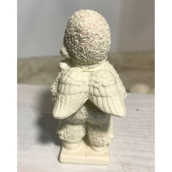 Vintage Porcelain Snow Angels Trio Figurines Set Glittery Paint Set of 3 - Picture 7 of 9